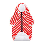 Red And White Candy Cane Pattern Print Dog Zip Up Hoodie