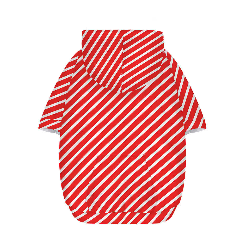 Red And White Candy Cane Pattern Print Dog Zip Up Hoodie