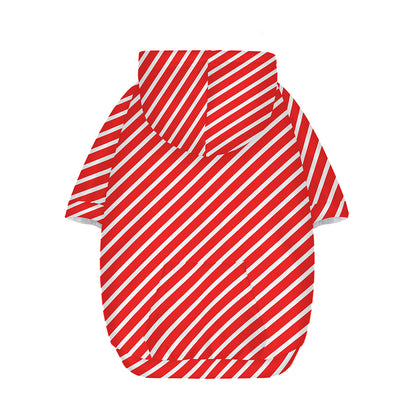 Red And White Candy Cane Pattern Print Dog Zip Up Hoodie
