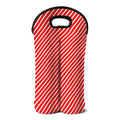 Red And White Candy Cane Pattern Print Double Neoprene Wine Tote