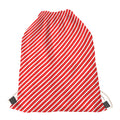 Red And White Candy Cane Pattern Print Drawstring Bag