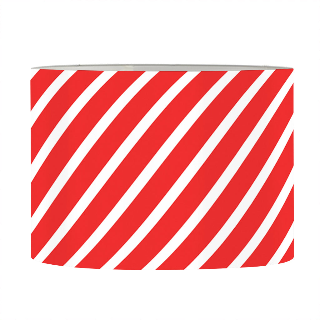 Red And White Candy Cane Pattern Print Drum Lamp Shade