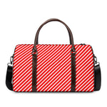 Red And White Candy Cane Pattern Print Duffle Bag