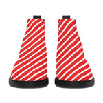 Red And White Candy Cane Pattern Print Flat Ankle Boots