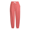 Red And White Candy Cane Pattern Print Fleece Lined Knit Pants