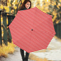 Red And White Candy Cane Pattern Print Foldable Umbrella