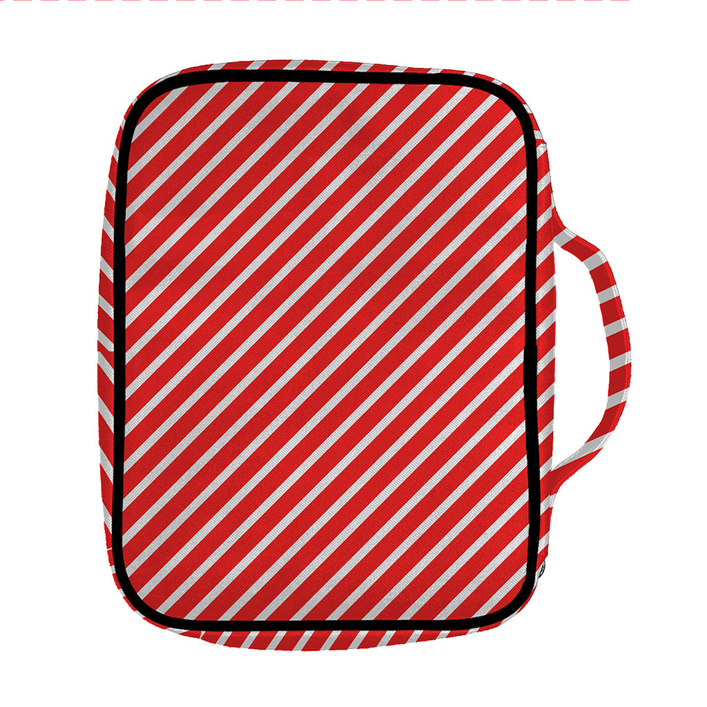 Red And White Candy Cane Pattern Print Front Pocket Bible Bag