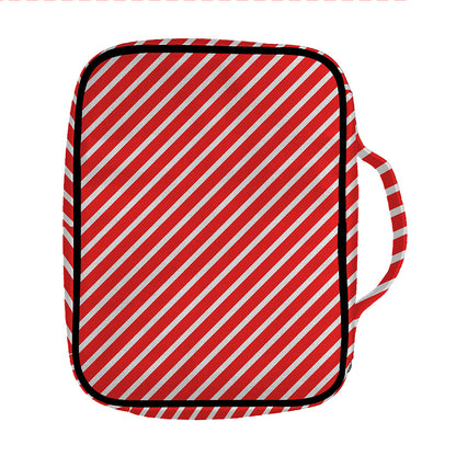 Red And White Candy Cane Pattern Print Front Pocket Bible Bag