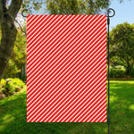 Red And White Candy Cane Pattern Print Garden Flag