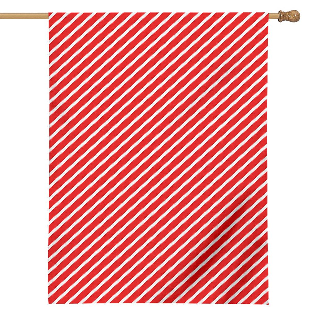 Red And White Candy Cane Pattern Print House Flag