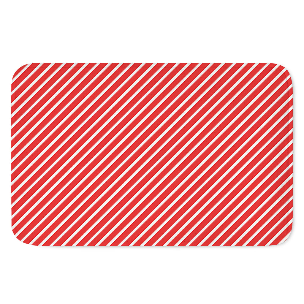 Red And White Candy Cane Pattern Print Indoor Door Mat