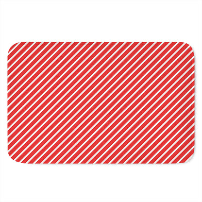 Red And White Candy Cane Pattern Print Indoor Door Mat