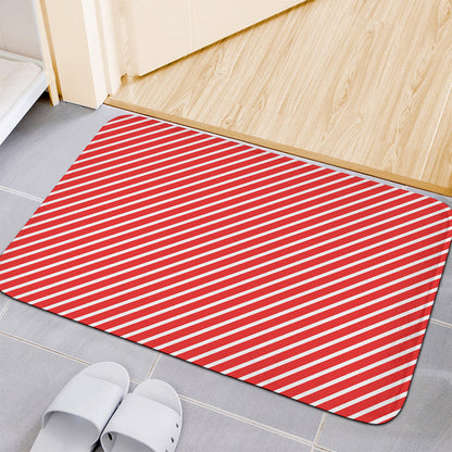 Red And White Candy Cane Pattern Print Indoor Door Mat