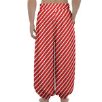 Red And White Candy Cane Pattern Print Lantern Pants