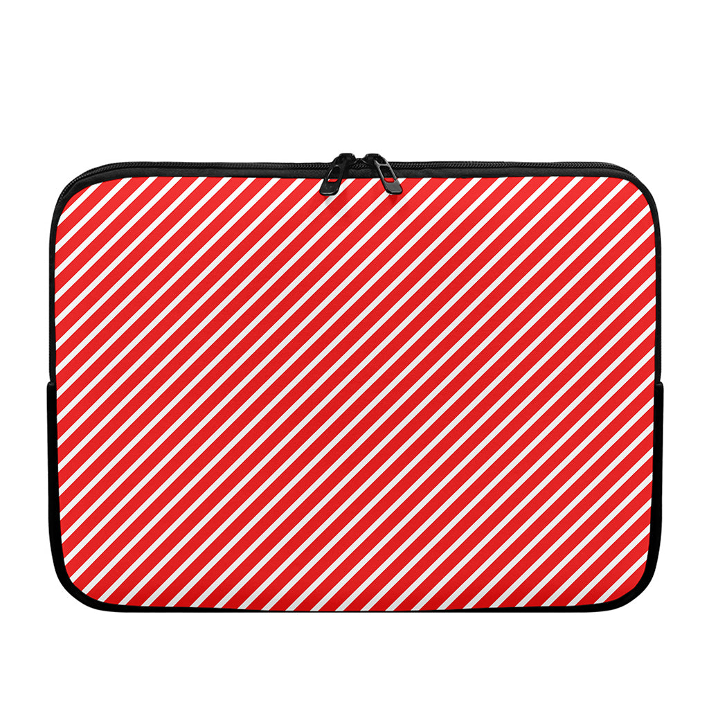 Red And White Candy Cane Pattern Print Laptop Sleeve