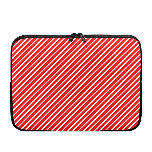 Red And White Candy Cane Pattern Print Laptop Sleeve