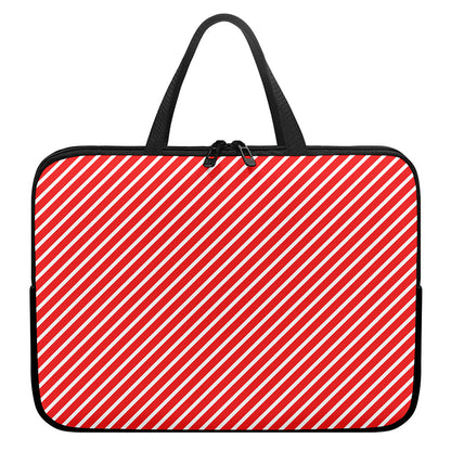 Red And White Candy Cane Pattern Print Laptop Sleeve With Handle
