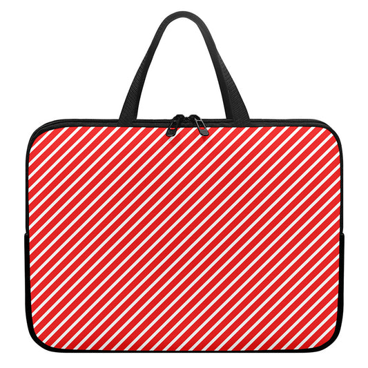 Red And White Candy Cane Pattern Print Laptop Sleeve With Handle