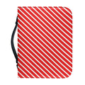 Red And White Candy Cane Pattern Print Leather Bible Cover