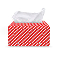 Red And White Candy Cane Pattern Print Leather Tissue Box Cover