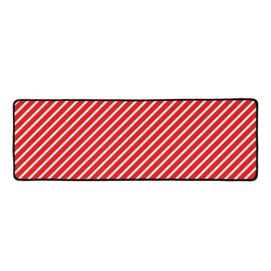 Red And White Candy Cane Pattern Print Long Kitchen Mat