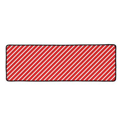 Red And White Candy Cane Pattern Print Long Kitchen Mat