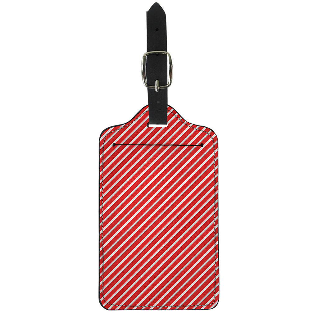 Red And White Candy Cane Pattern Print Luggage Tag
