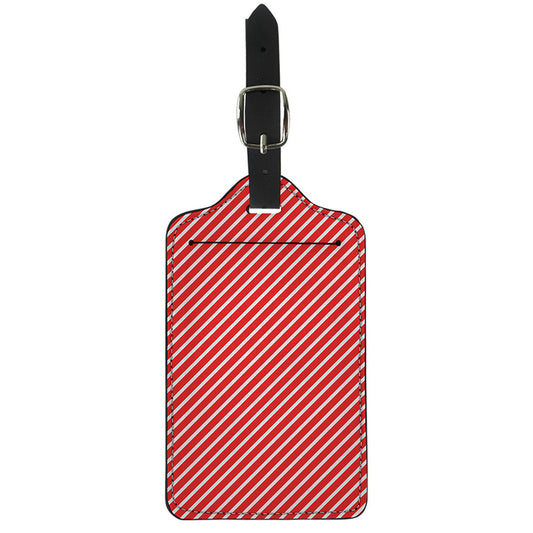 Red And White Candy Cane Pattern Print Luggage Tag
