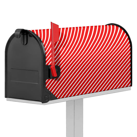 Red And White Candy Cane Pattern Print Mailbox Cover