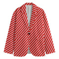 Red And White Candy Cane Pattern Print Men's Blazer