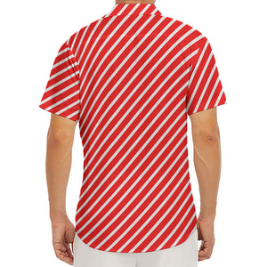 Red And White Candy Cane Pattern Print Men's Deep V-Neck Shirt