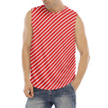 Red And White Candy Cane Pattern Print Men's Fitness Tank Top