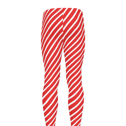 Red And White Candy Cane Pattern Print Men's leggings