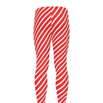 Red And White Candy Cane Pattern Print Men's leggings
