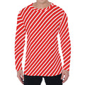 Red And White Candy Cane Pattern Print Men's Long Sleeve T-Shirt
