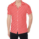 Red And White Candy Cane Pattern Print Men's Shirt