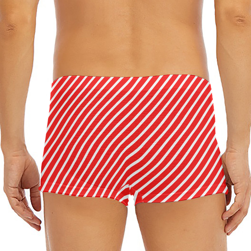 Red And White Candy Cane Pattern Print Men's Short Boxer Briefs