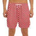 Red And White Candy Cane Pattern Print Men's Split Running Shorts