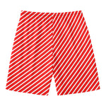 Red And White Candy Cane Pattern Print Men's Swim Trunks