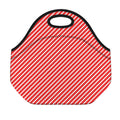 Red And White Candy Cane Pattern Print Neoprene Lunch Bag