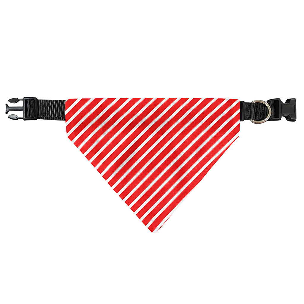 Red And White Candy Cane Pattern Print Over The Collar Dog Bandana