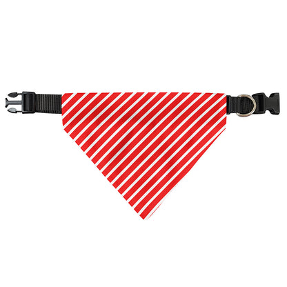 Red And White Candy Cane Pattern Print Over The Collar Dog Bandana