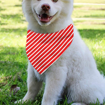 Red And White Candy Cane Pattern Print Over The Collar Dog Bandana