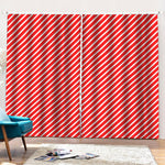 Red And White Candy Cane Pattern Print Pencil Pleat Curtains