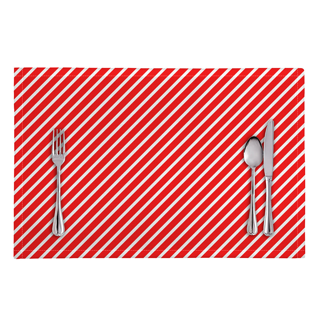Red And White Candy Cane Pattern Print Placemat