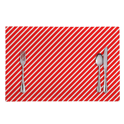 Red And White Candy Cane Pattern Print Placemat