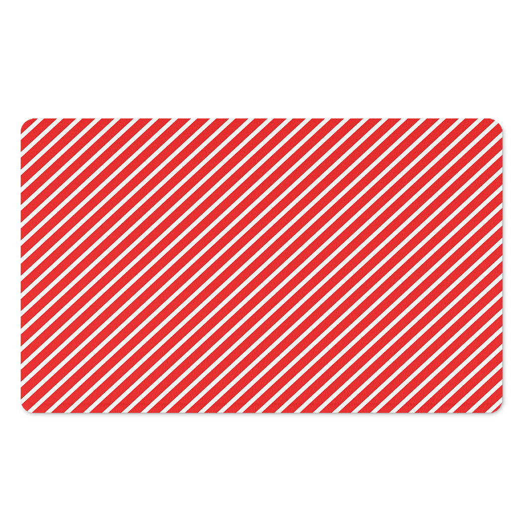 Red And White Candy Cane Pattern Print Polyester Doormat