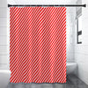 Red And White Candy Cane Pattern Print Premium Shower Curtain