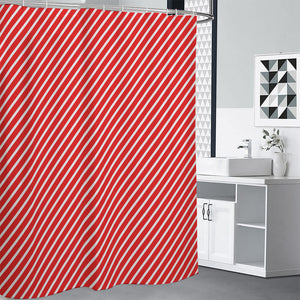 Red And White Candy Cane Pattern Print Premium Shower Curtain