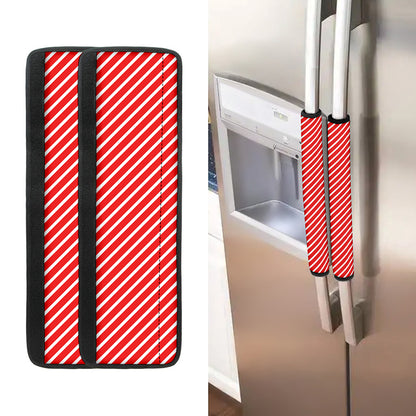 Red And White Candy Cane Pattern Print Refrigerator Handle Covers